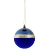 Gifi Boule de Noël liseré doré bimatière velours et brillant bleu Ø8cm^ Décoration Sapin