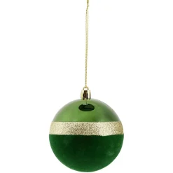 Gifi Boule de Noël liseré doré bimatière velours et brillant vert Ø8cm^ Décoration Sapin