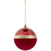 Gifi Boule de Noël liseré doré bimatière velours et brillant rouge Ø8cm^ Décoration Sapin