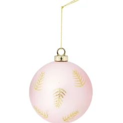 Gifi Boule de Noël mate rose ou marron motif plume doré Ø8cm^ Décoration Sapin