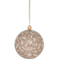 Gifi Boule de Noël motif branche sapin et flocon beige Ø12cm^ Décoration Sapin