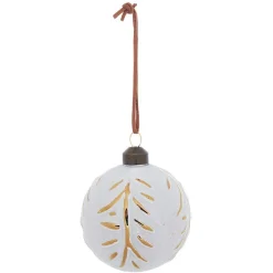 Gifi Boule de Noël motif ethnique blanc et doré^ Décoration Sapin