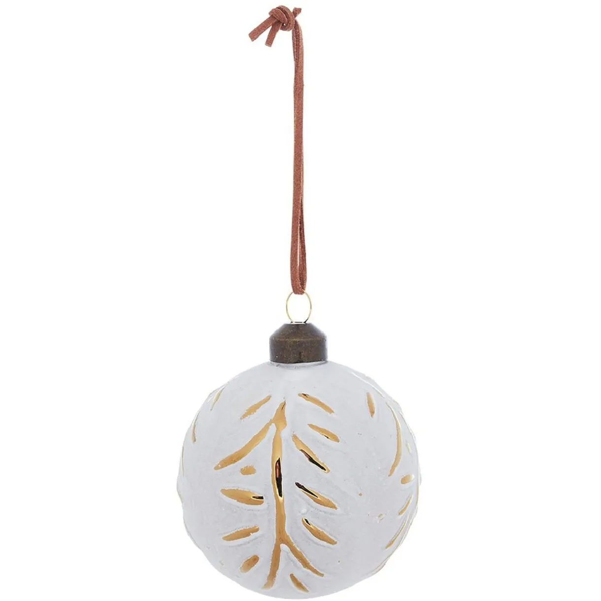 Gifi Boule de Noël motif ethnique blanc et doré^ Décoration Sapin