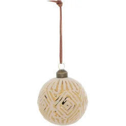 Gifi Boule de Noël motif ethnique beige et doré^ Décoration Sapin