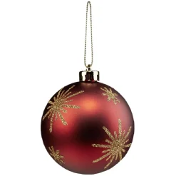 Gifi Boule de Noël motif flocon marron pailleté doré Ø8cm^ Décoration Sapin