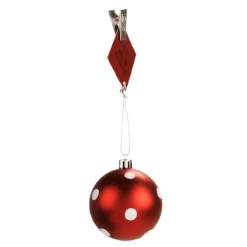 Clearance Gifi Boule de Noël motif pois rouge blanc