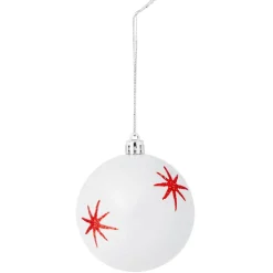 Gifi Boule de Noël motif étincelle Ø8cm - rouge/blanc/vert^ Décoration Sapin