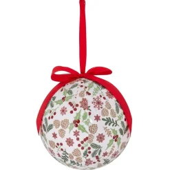 Gifi Boule de Noël motif traditionnel houx flocon de neige rouge et blanc Ø12cm^ Décoration Sapin