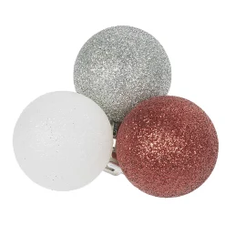 Gifi Boule de Noël pailleté rouge gris blanc x25^ Décoration Sapin