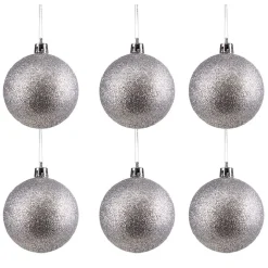 Gifi Boule de Noël pailletée argentée Ø6cm x6^ Décoration Sapin