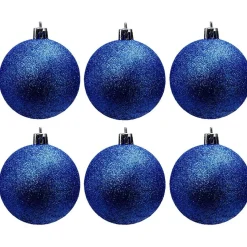 Gifi Boule de Noël pailletée bleues Ø6cm x6^ Décoration Sapin