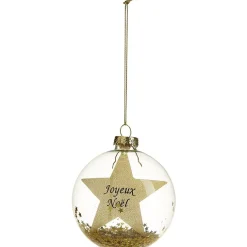 Gifi Boule de Noël paillettes et étoile dorée^ Décoration Sapin