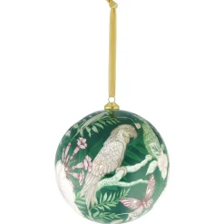 Gifi Boule de Noël Paradise motif tropical perroquet papillon blanc vert^ Décoration Sapin