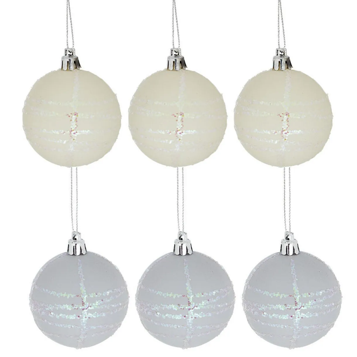 Gifi Boule de Noël pastel à rayures pailletées x 6^ Décoration Sapin