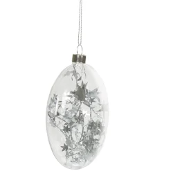 Gifi Boule de Noël plate transparente avec guirlande argentée^ Décoration Sapin
