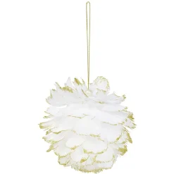 Gifi Boule de Noël plume blanche et dorée Ø10cm^ Décoration Sapin