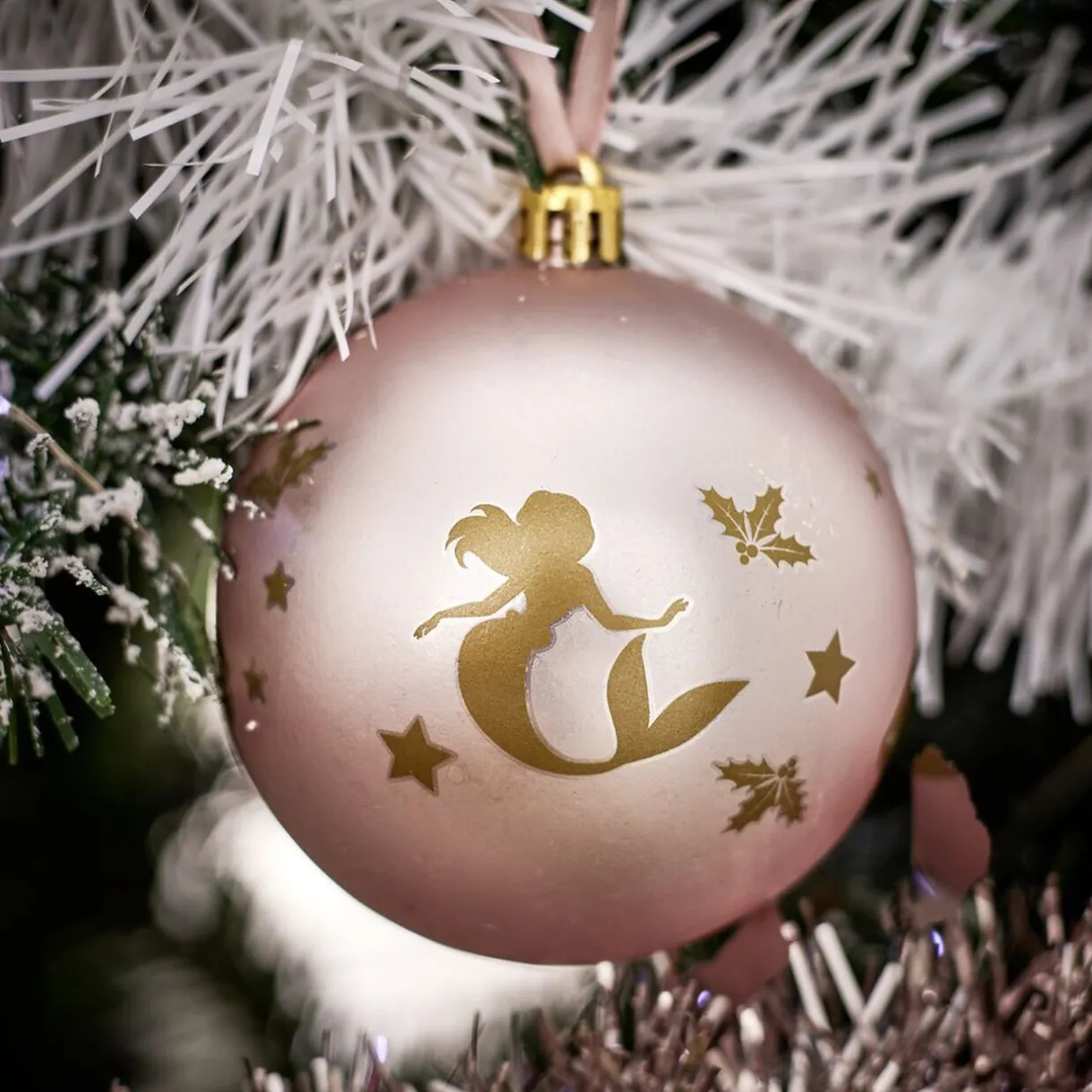 Gifi Boule de Noël Princesses Disney rose Ø8cm x4^ Décoration Sapin