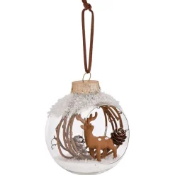 Gifi Boule de Noël renne et neige Ø8cm^ Décoration Sapin