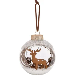 Gifi Boule de Noël renne et neige Ø8cm^ Décoration Sapin