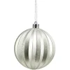 Gifi Boule de Noël ronde relief strié gris pailleté Ø8cm^ Décoration Sapin