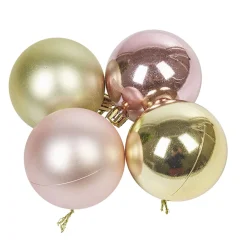 Discount Gifi Boule de Noël rose et dorée x10