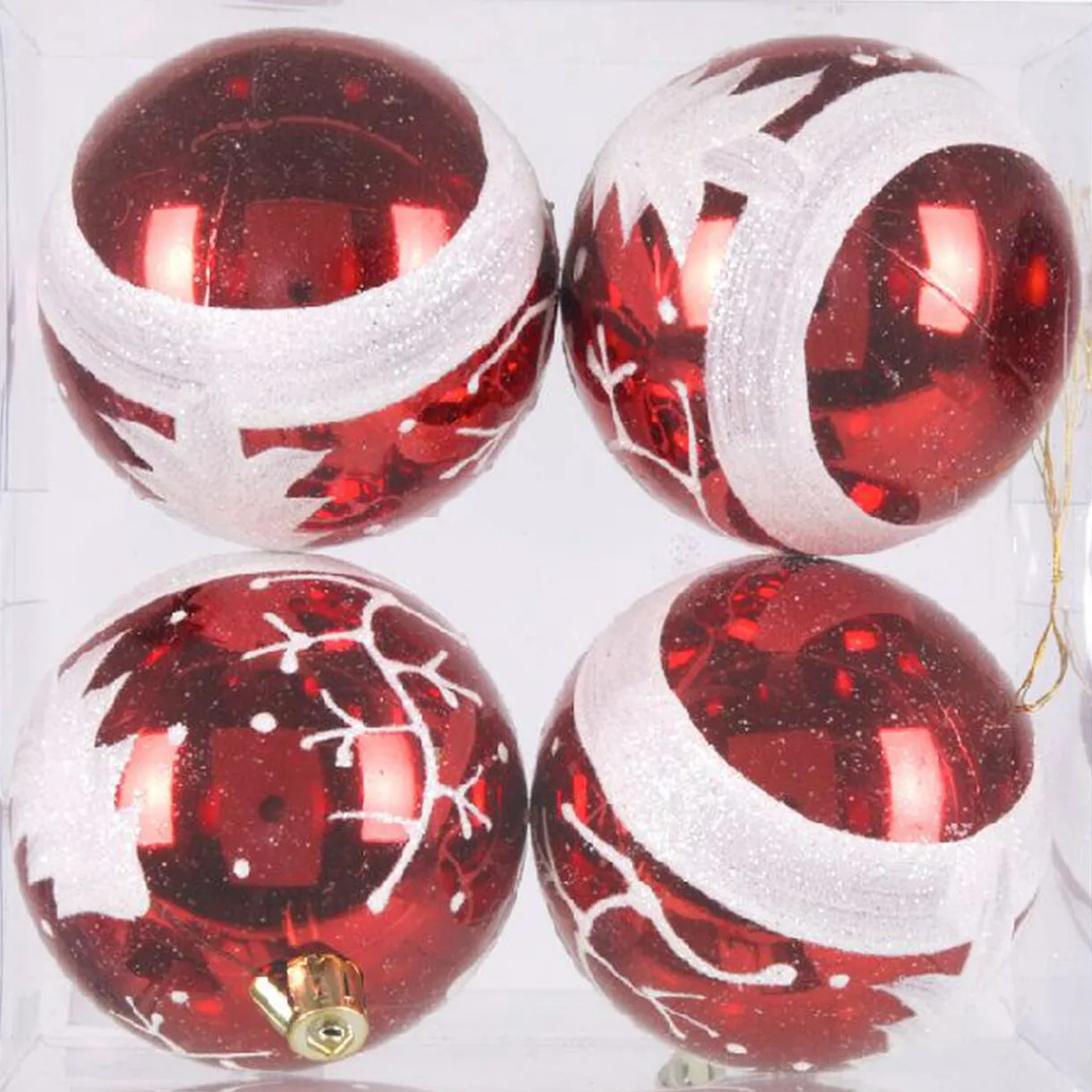 Gifi Boule de Noël rouge blanche x4^ Décoration Sapin