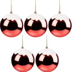 Gifi Boule de Noël rouge effet neige Ø12cm x5^ Décoration Sapin