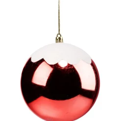 Gifi Boule de Noël rouge effet neige Ø12cm x5^ Décoration Sapin