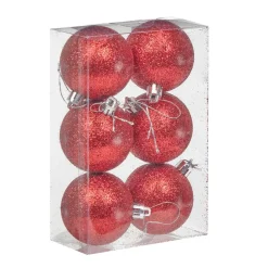 Gifi Boule de Noël rouge pailletée x6^ Décoration Sapin