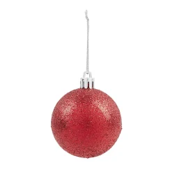 Gifi Boule de Noël rouge pailletée x6^ Décoration Sapin