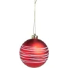 Online Gifi Boule de Noël rouge spirale blanc pailleté Ø8cm