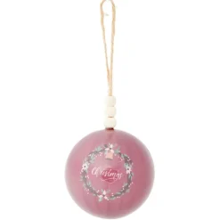 Clearance Gifi Boule de Noël thème nature blanc et rose Ø8cm - 3 modèles