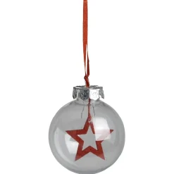 Gifi Boule de Noël transparente avec insert rouge^ Décoration Sapin