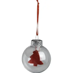Gifi Boule de Noël transparente avec insert rouge^ Décoration Sapin