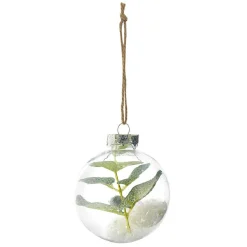 Gifi Boule de Noël transparente intérieur feuille et givre vert blanc^ Décoration Sapin