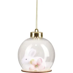 New Gifi Boule de Noël transparente intérieur lapin blanc Ø8cm