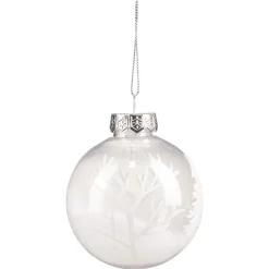 Gifi Boule de Noël transparente motif arbre blanc intérieur neige Ø8 cm^ Décoration Sapin