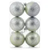 Gifi Boule de Noël vert pailleté argenté x6^ Décoration Sapin