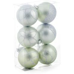 Gifi Boule de Noël vert pailleté argenté x6^ Décoration Sapin