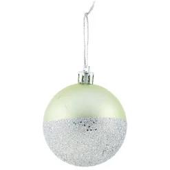 Gifi Boule de Noël vert pailleté argenté x6^ Décoration Sapin