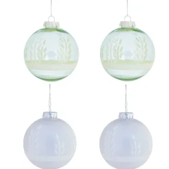 Gifi Boule de Noël vert pailleté argenté x4^ Décoration Sapin