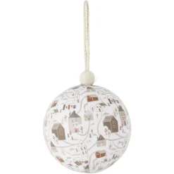 Hot Gifi Boule de Noël village et cheval beige et blanc Ø8cm - 3 modèles