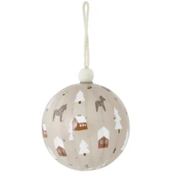 Hot Gifi Boule de Noël village et cheval beige et blanc Ø8cm - 3 modèles