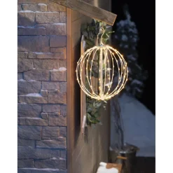 Gifi Boule lumineuse extérieur Noël métal ajouré 128 LED blanc chaud Ø30cm^ Décoration Extérieure De Noël