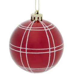Discount Gifi Boule Noël quadrillage blanc ou rouge Ø8cm - vert/blanc/rouge