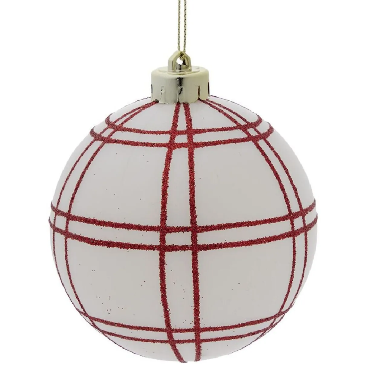 Discount Gifi Boule Noël quadrillage blanc ou rouge Ø8cm - vert/blanc/rouge