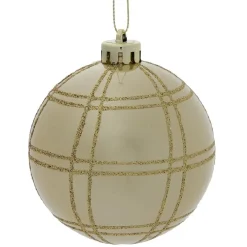 Discount Gifi Boule Noël quadrillage Ø8cm - argenté/blanc/doré