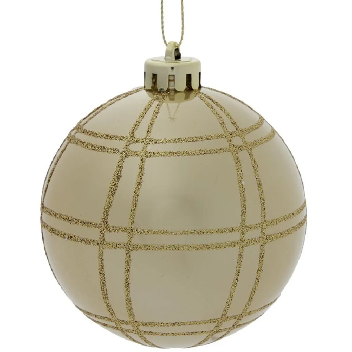 Discount Gifi Boule Noël quadrillage Ø8cm - argenté/blanc/doré