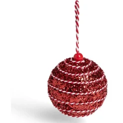 Sale Gifi Boule Noël ruban torsadé Ø8cm rouge et blanc - 2 modèles
