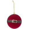 Gifi Boule Père Noël ceinture rouge et noir brillant Ø8cm^ Décoration Sapin